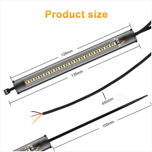 バイク ウインカー シーケンシャルウインカー フロントフォーク LED 流れるウインカー デイライト ホワイト アンバー 2色 防水 ラバー 2個セット 爆買