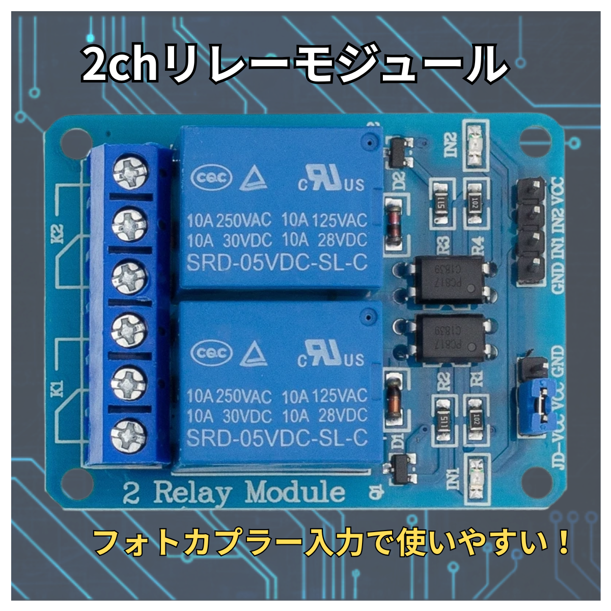 Arduino Raspberry Pi対応 5Vリレーモジュール2CH AC250V 10A 電源制御 電子工作 DIY