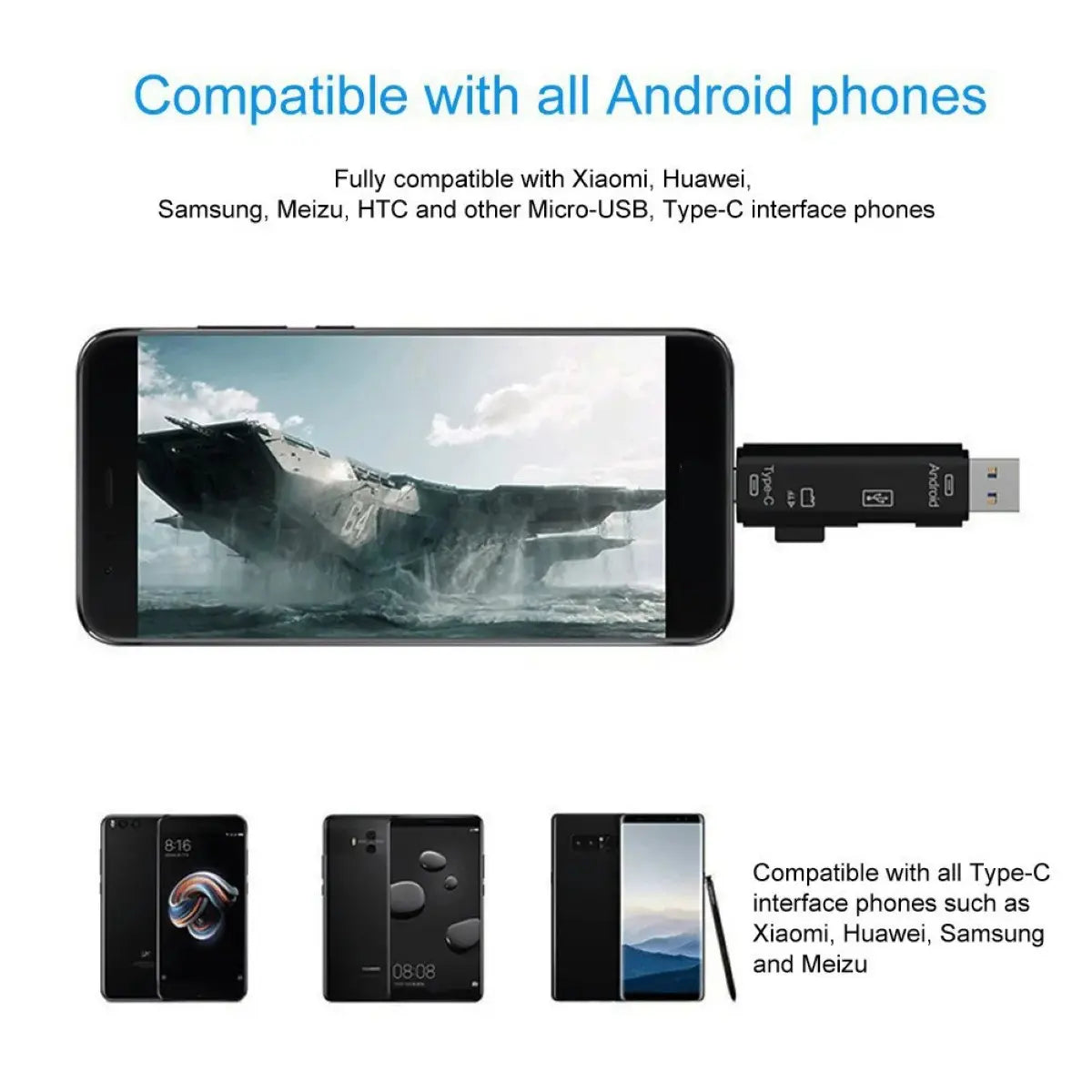 カードリーダー Type-C 5in1 usb2.0 ハブ SDカード 変換アダプター Micro USB USB2.0 OTG対応 Android スマホ  micro SDカード 転送 爆買