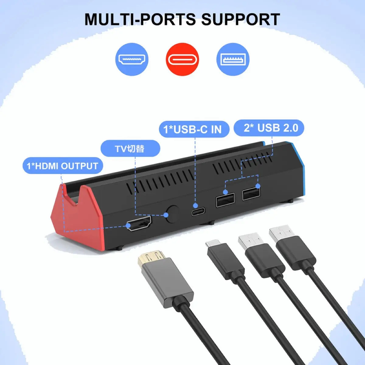 Switch ドック HDMI 変換 TV出力 USB 増設 ケーブル スタンド 充電 Nintendo ニンテンドー スイッチ LANなし