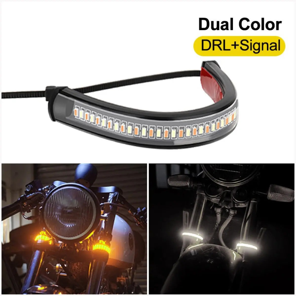 バイク ウインカー シーケンシャルウインカー フロントフォーク   LED 流れるウインカー デイライト ホワイト アンバー 2色 防水 ラバー  2個セット 爆買