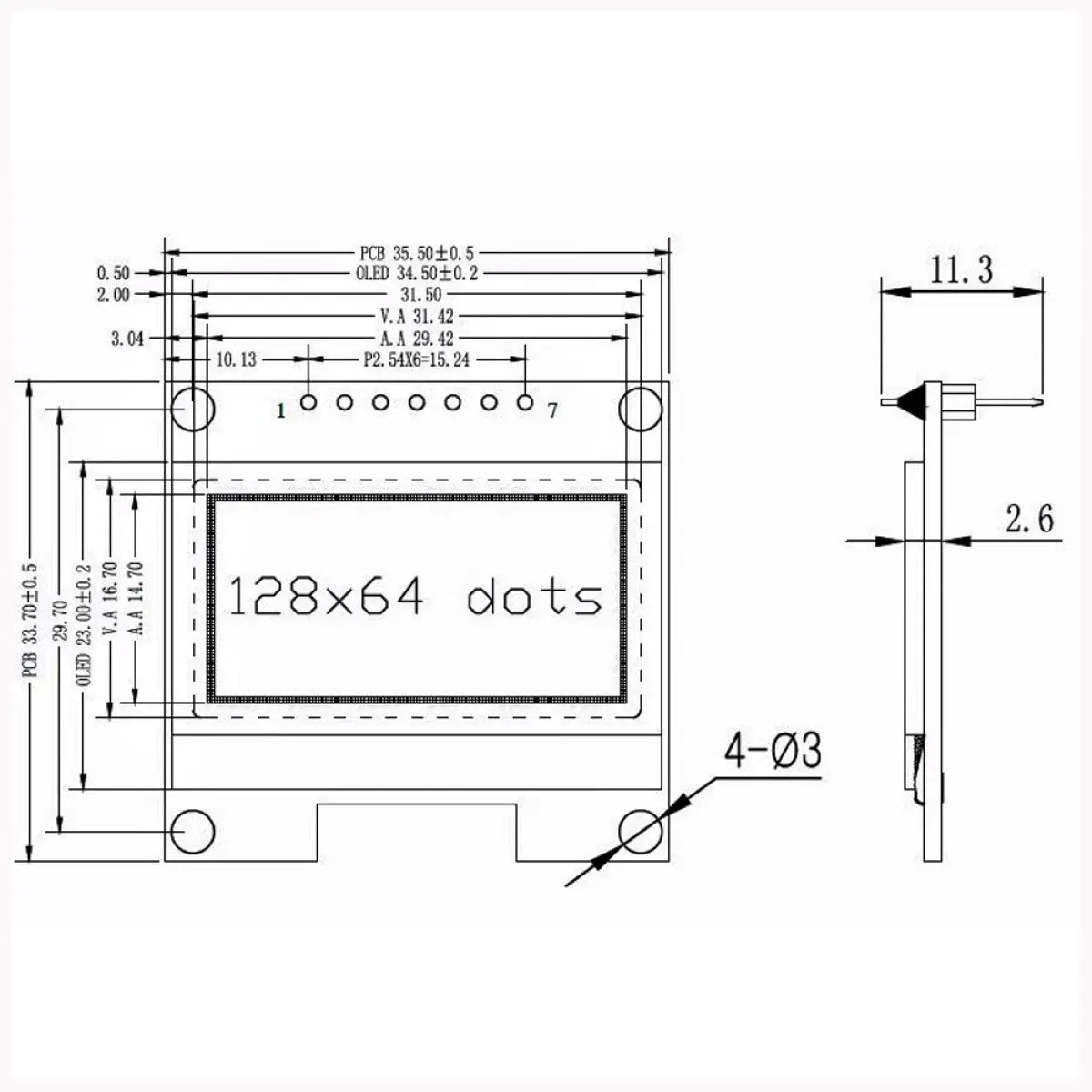 OLEDディスプレイ 白色 SH1106 1.3インチ 128x64dot Arduino raspberry pi pico マイコン 電子工作 実験 爆買