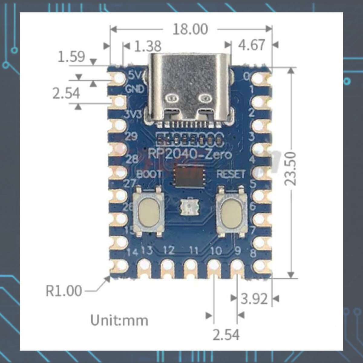 RP2040-Zero 超小型マイコン開発ボード（Raspberry Pi Pico互換 / USB Type-C対応）