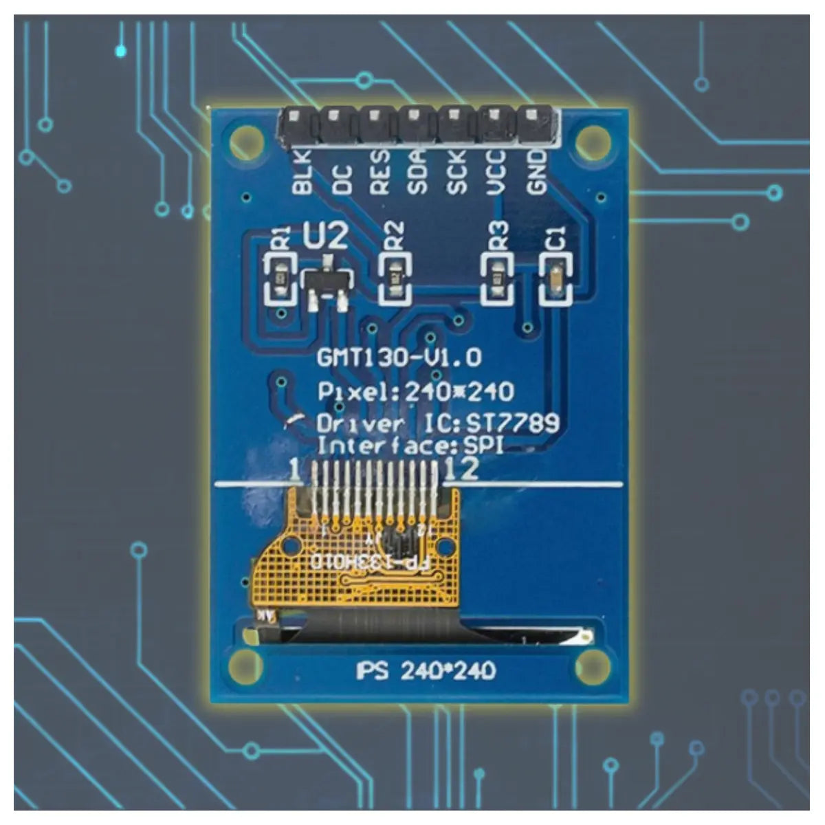 TFT LCDディスプレイ 1.3インチ フルカラー TFT液晶 Raspberry Pi Pico マイコン工作 高精細 フルカラー 240x240 Arduino raspberry pi pico マイコン 爆買