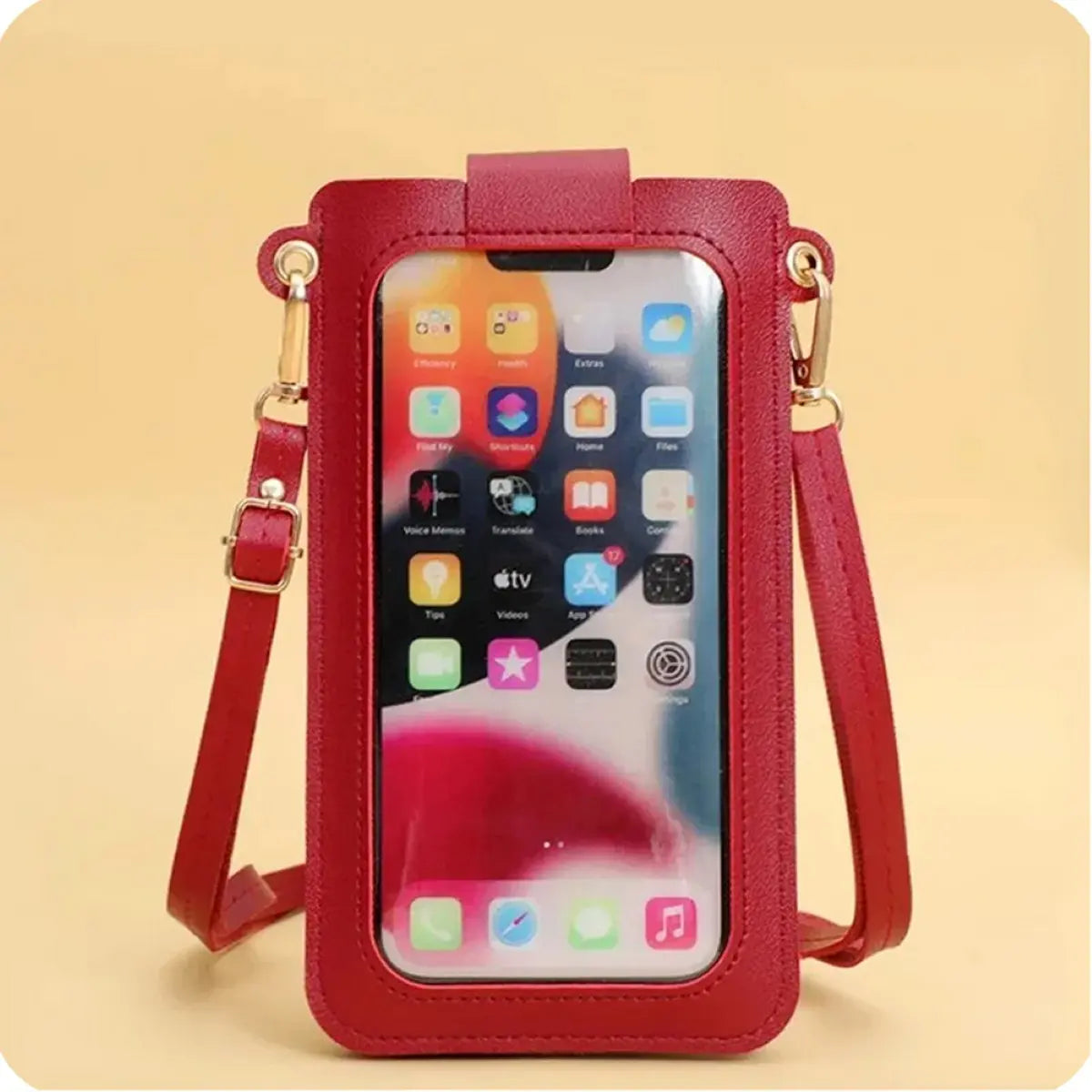 入れたまま操作できる スマホポーチ スマホショルダー ポシェット ウォレットバッグ 肩掛け レザー 入れたままタッチ 爆買